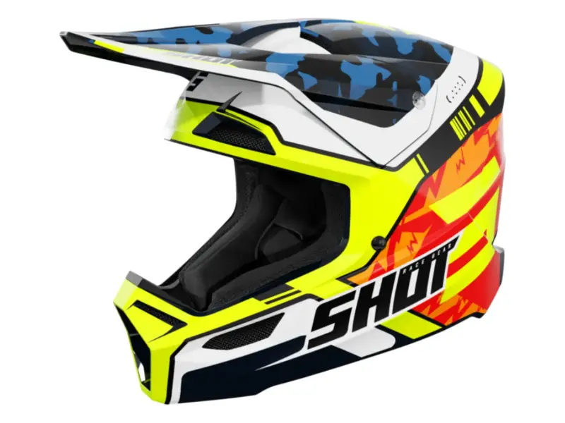 Shot Race Gear "Furious Kid Flash" Fullface Helm - Blue/Neon Yellow Glossy