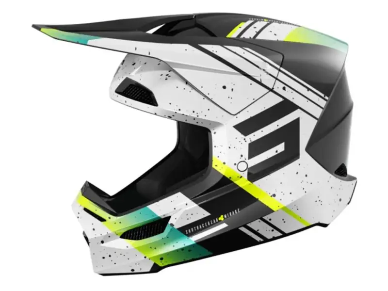Shot Race Gear "Furious Mirage" Fullface Helmet - Blue/Neon Yellow Pearly