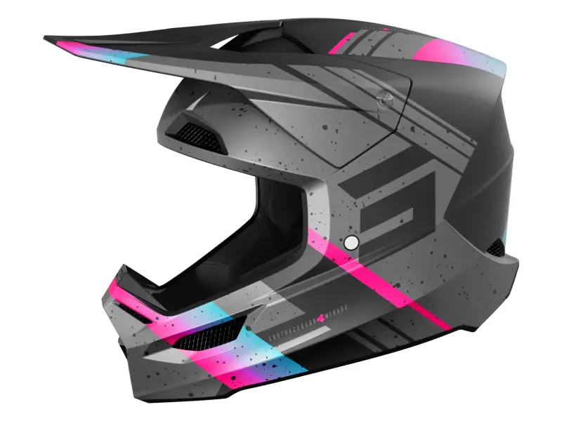 Shot Race Gear "Furious Mirage" Fullface Helm - Blue/Pink Matt