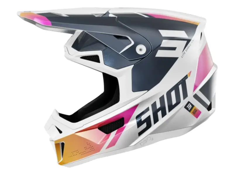 Shot Race Gear "Lite Ultra" Fullface Helm - Blue/Orange/Pink Pearly