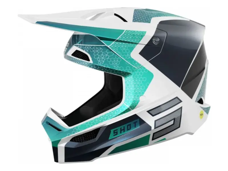 Shot Race Gear "Race Phaser" Fullface Helm - Blue/Turquoise Pearly