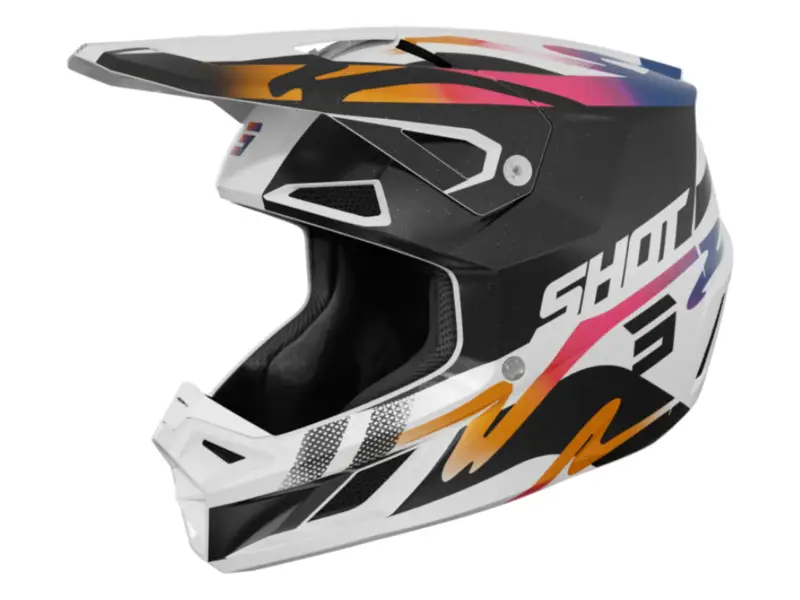 Shot Race Gear "Speed Wave" Fullface Helmet - Black/White Pearly