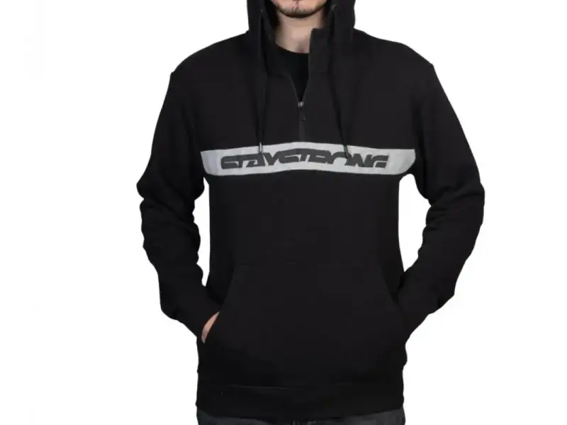 Stay Strong "Cut Stripe 1/4 Zip" Hooded Pullover - Black/Grey