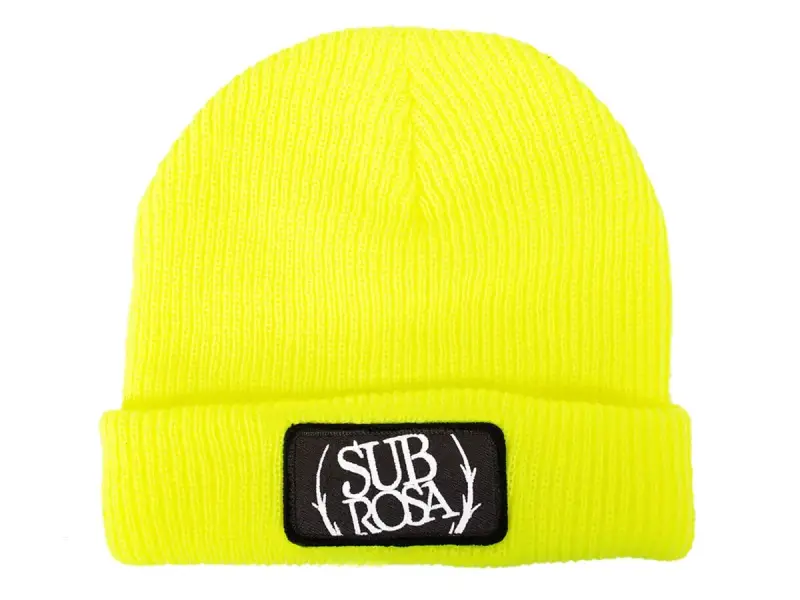 Subrosa Bikes "Bold Patch" Beanie - Highlighter Yellow