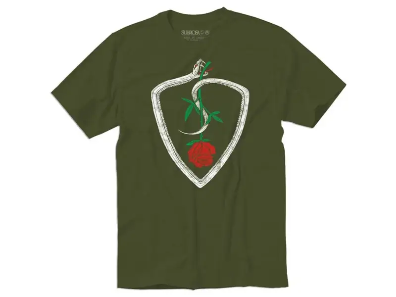 Subrosa Bikes "Snake Shield" T-Shirt - Military Green