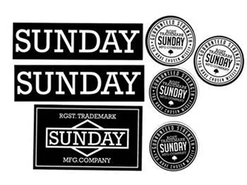 Sunday Bikes "Black/White" Stickerset