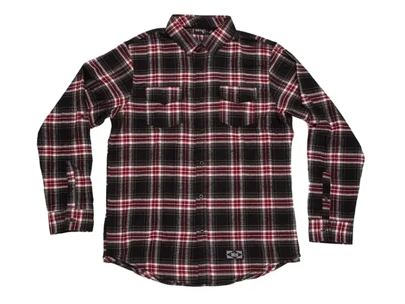 The Trip "LS Button-Up" Shirt - Black/Red Flannel