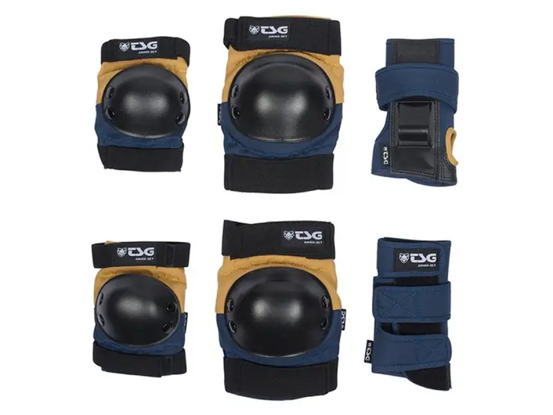 TSG "Junior" Knee + Elbows Pads + Wrist Guard Set - Nightblue-Duskyellow