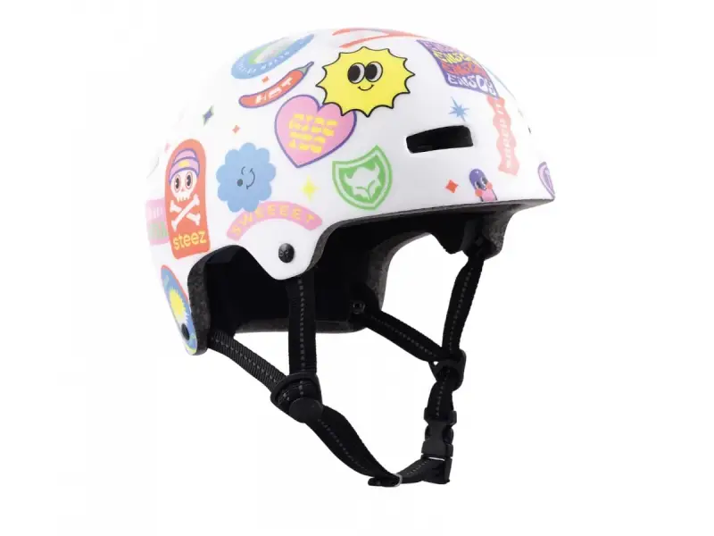 TSG "Nipper Maxi Graphic Design Kids" BMX Helmet - White Happy Sticker