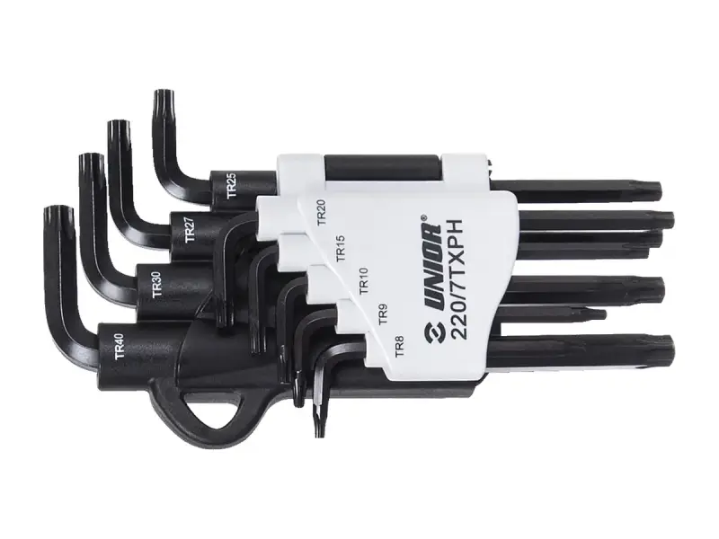 Unior "220/7TXPH" TX Wrench Set with Hole - TR9 to TR40