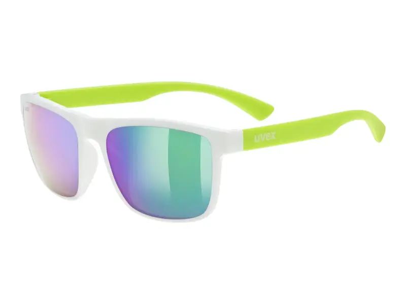 uvex "rookie" Sonnenbrille - Mirror Green Lens / White-Lime Matt (Kids)