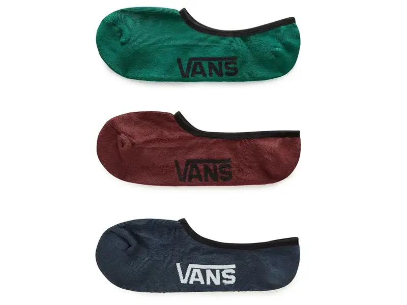 Vans "Classic Super No Show" Socks (3 Pair) - Green/Blue/Red