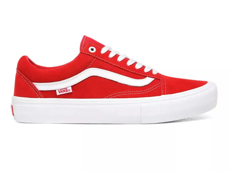Vans "Old Skool Pro" Shoes - (Suede) Red/White