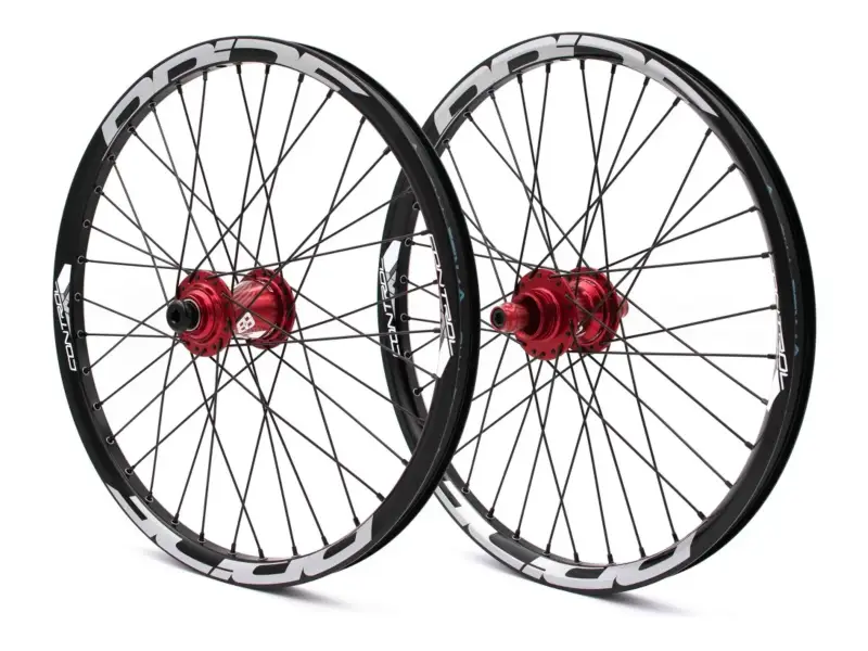 Pride Racing "Control V1" BMX Race Laufräder - 20 Zoll / 20mm-10mm Achse, Disc, Rot