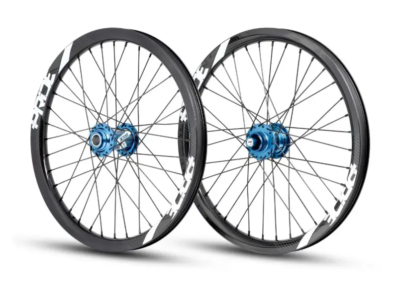 Pride Racing "Gravity Disc / Control Blue" BMX Race Complete Wheels - 20 Inch, Carbon, Disc, Shimano