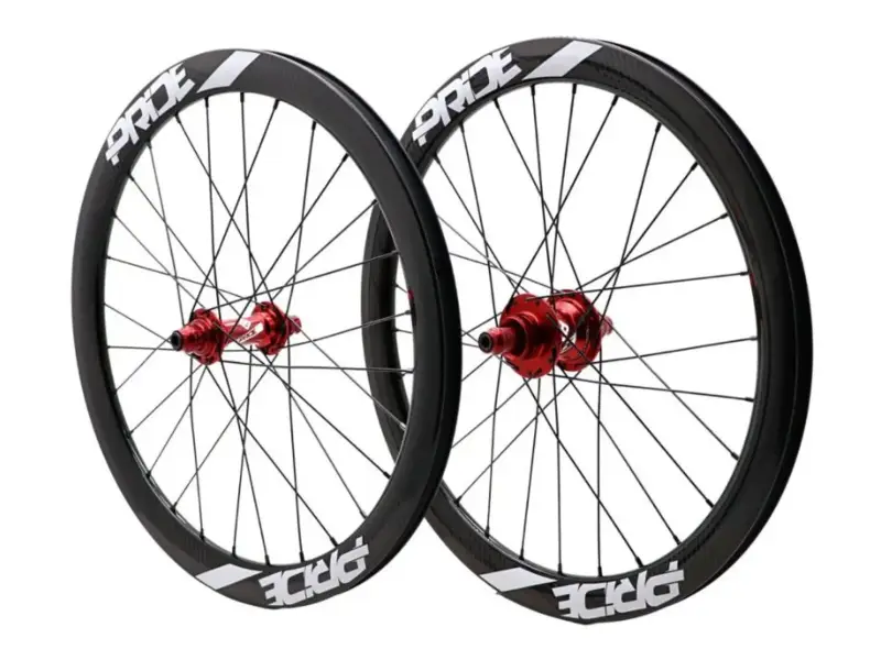 Pride Racing "Gravity Gloss Disc - Control V1" BMX Race Complete Wheels - 20 Inch / 451, Red, Disc,…