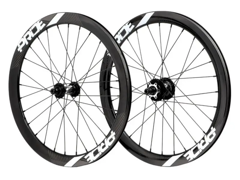Pride Racing "Gravity Gloss Disque - Control V2" BMX Race Complete Wheels - 20 Inch / Carbon / Disc…