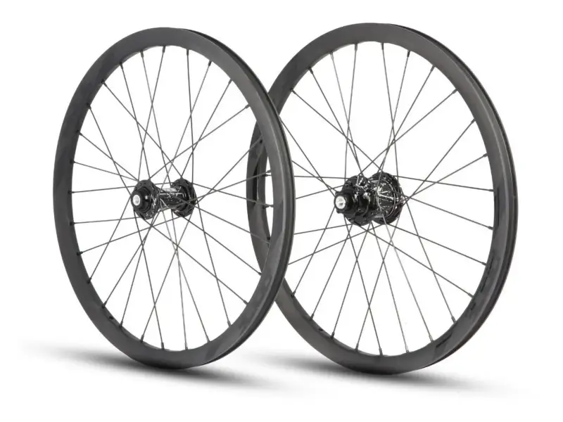 Pride Racing "Wave CFR" BMX Race Complete Wheels - Matrix Hubs, Disc, 20 Inch, Black/Silver Splash