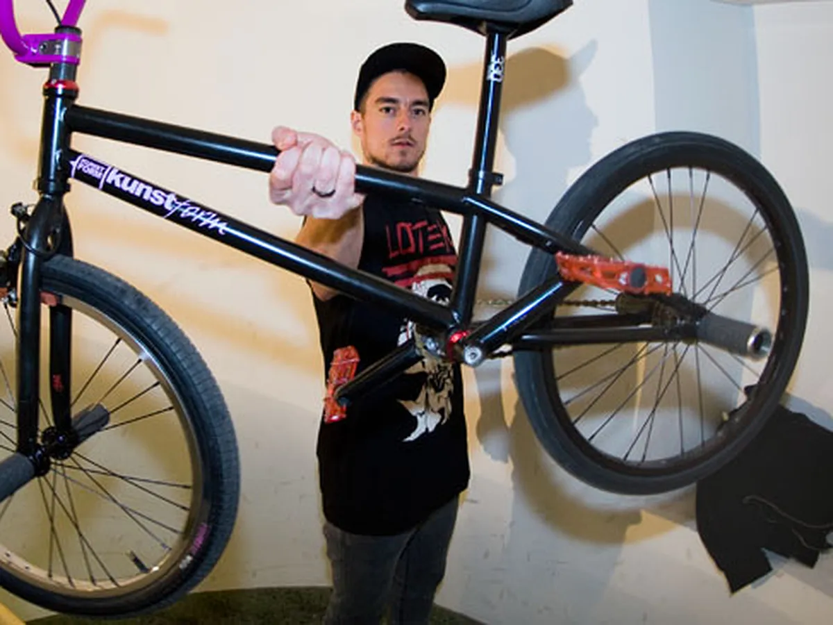 Flo Sailer with his bike, freedombmx bike check, March 2009