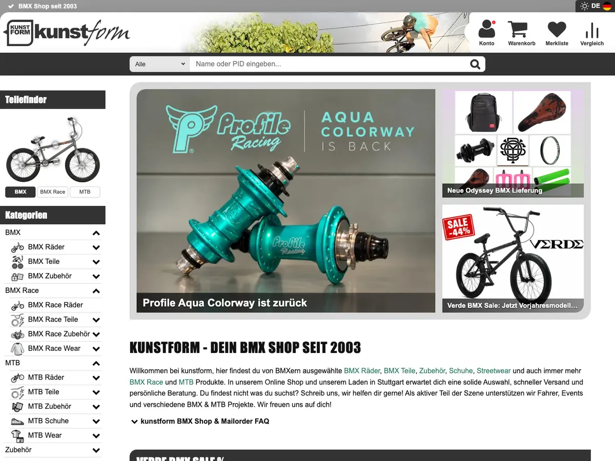 Der kunstform Onlineshop heute