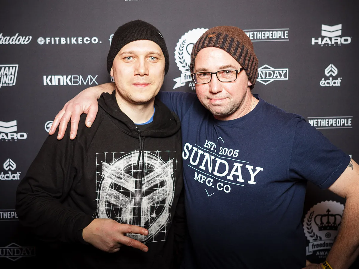 Daniel Fuhrmann und Bodo Hellwig bei den freedombmx Awards 2016