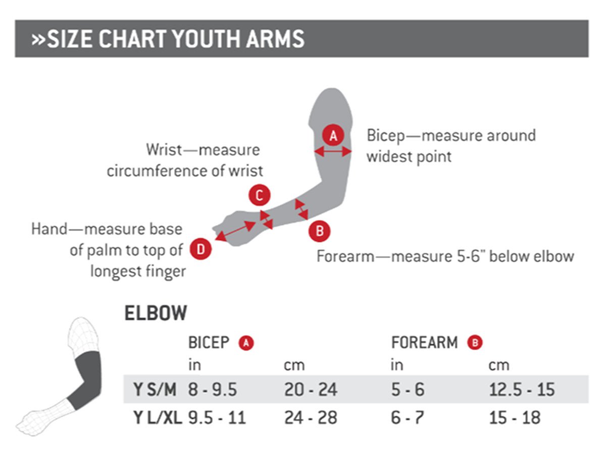 G Form Elbow Pads Sizing Chart