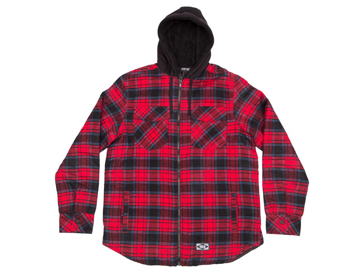 red flannel hooded jacket