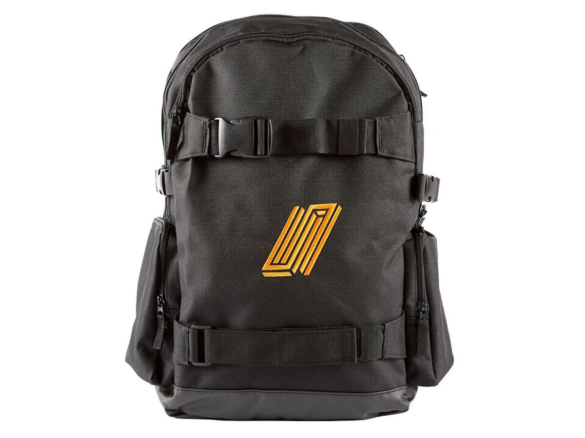 black and orange backpack