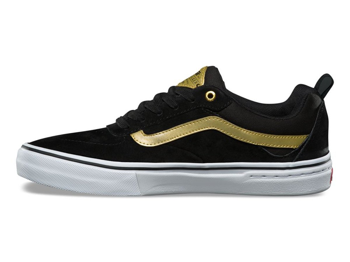 black leather vans with gold zipper