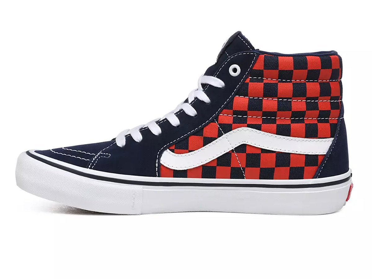 navy blue vans checkered