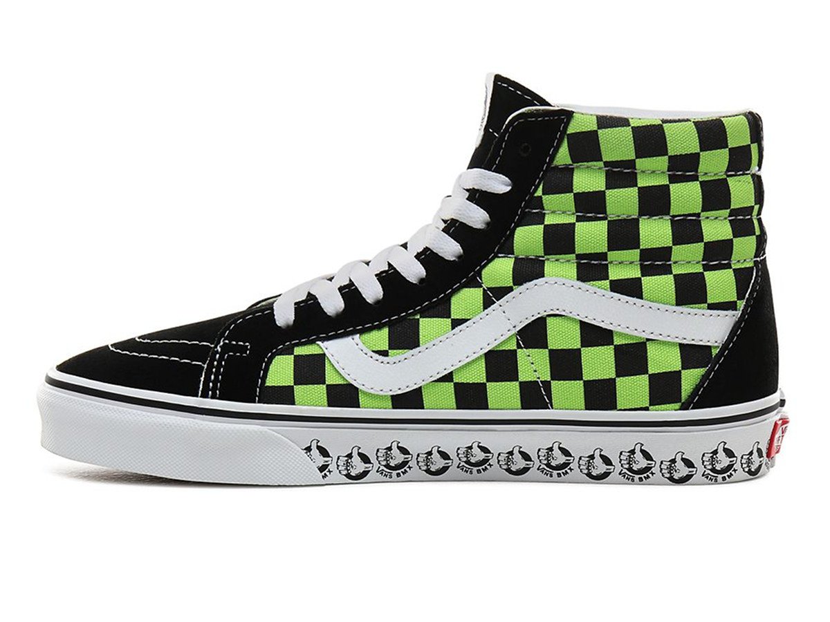 green and black high top vans