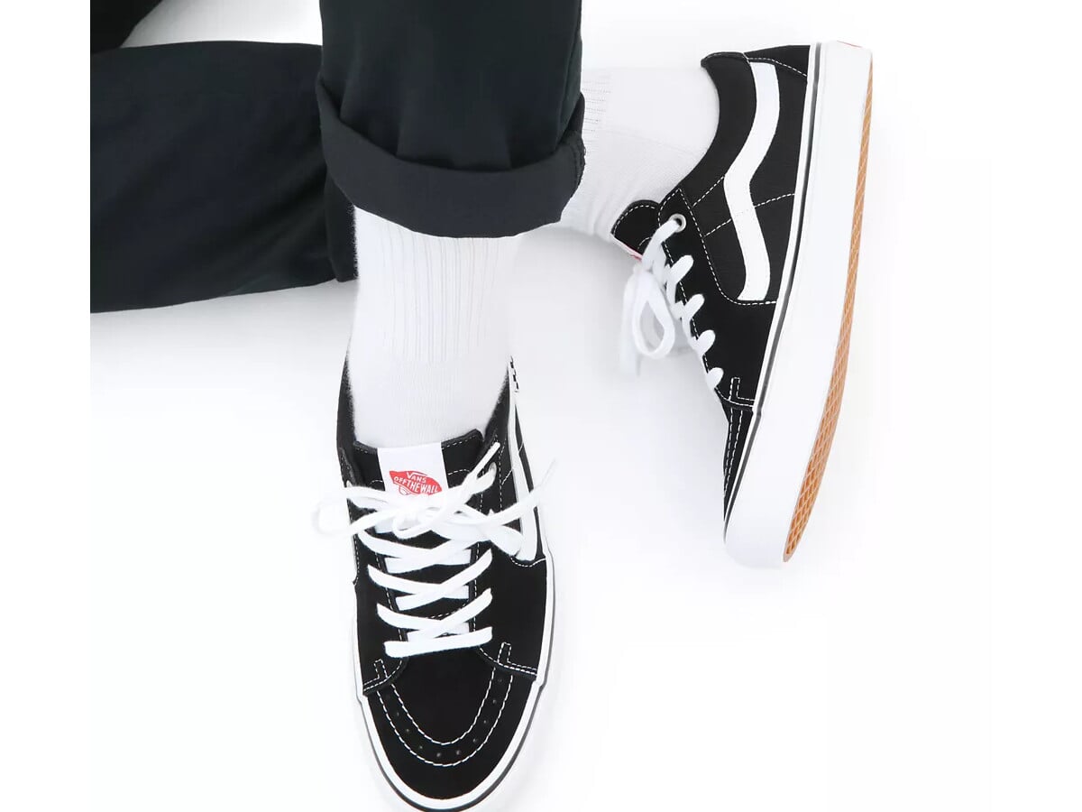black and white low top vans