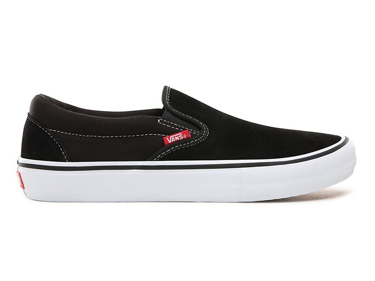 vans slip on black white