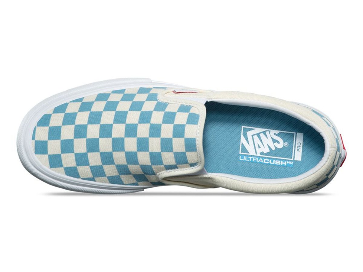 light blue slip ons