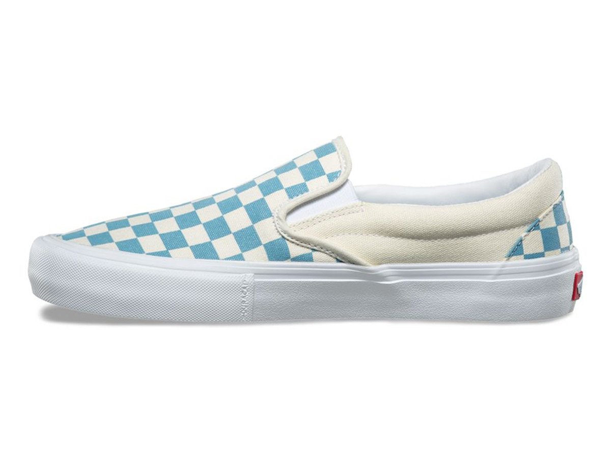 vans slip ons blue checkerboard