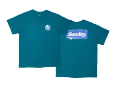 Sunday Bikes "Sticker" T-Shirt - Aqua Blue