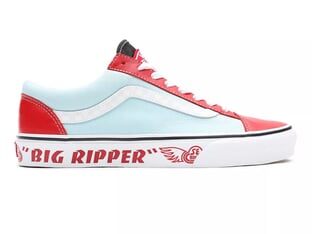 red vans with words