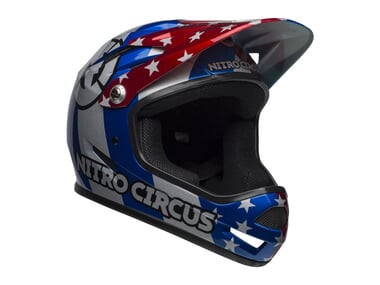 Bell "Sanction" Fullface Helm - Red/Silver/Blue Nitro Circus