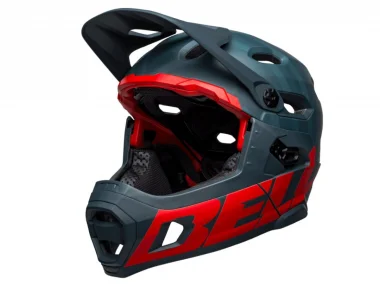 Bell "Super DH" Spherical Fullface Helm - Prime Matte Blue/Crimson
