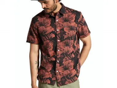 Brixton "Charter Print" Hemd - Washed Black/Terracotta Floral