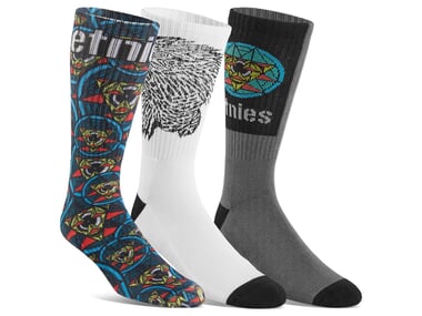 Etnies X Thomas Hooper "3 Pack" Socks (3 Pair) - Black/White/Grey