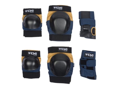 TSG "Basic" Knee + Elbows Pads + Wrist Guard Set - Nightblue/Duskyellow