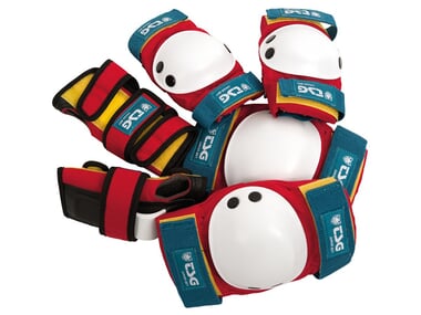 TSG "Junior" Knee + Elbows Pads + Wrist Guard Set - Red-White-Blue