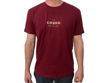 Tempered Bikes "OLD English" T-Shirt - Maroon Red