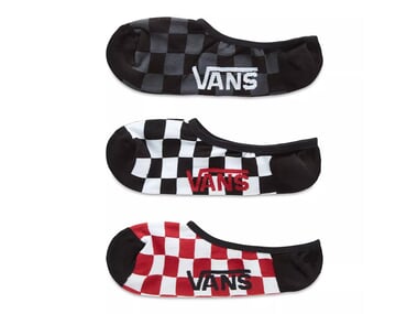 Vans "Classic Super No Show" Socks (3 Pair) - Red-White Check