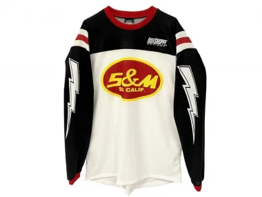 S&M Bikes "Retro Oval" Jersey Longsleeve - White/Black/Red