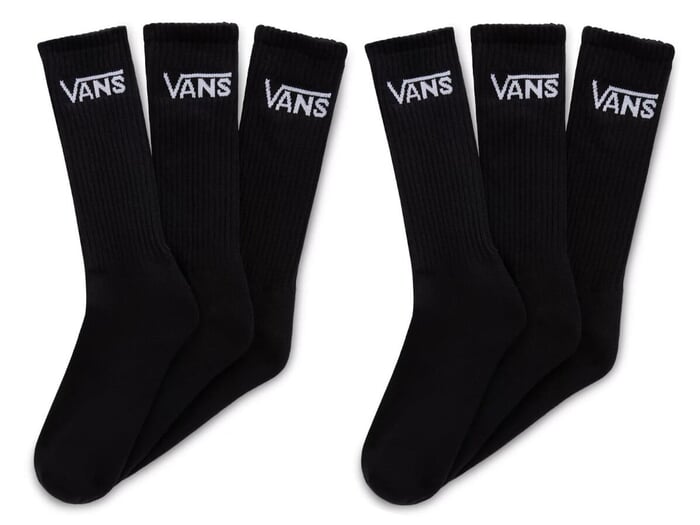Vans "Classic Crew" Socks (6 Pair) - Black/White