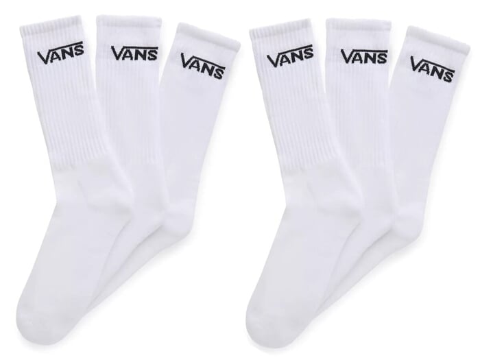 Vans "Classic Crew" Socks (6 Pair) - White/Black