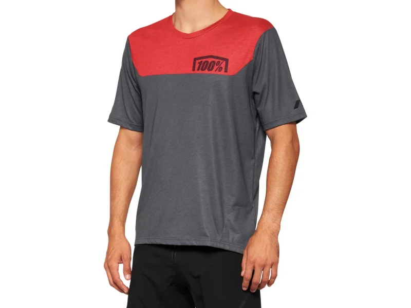 100 Percent "Airmatic" Jersey T-Shirt - Charcoal/Racer Red