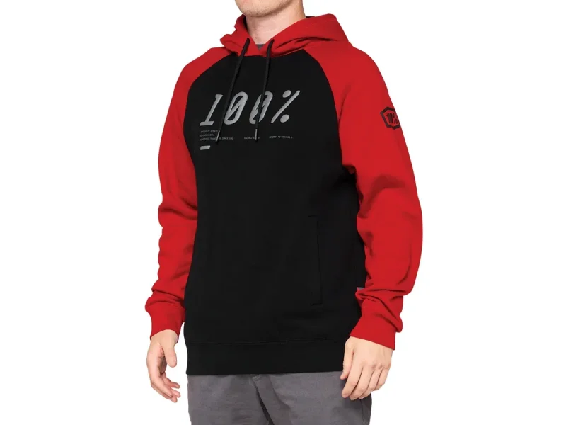 100 Percent "Barrage" Hooded Pullover - Black/Chilli Pepper